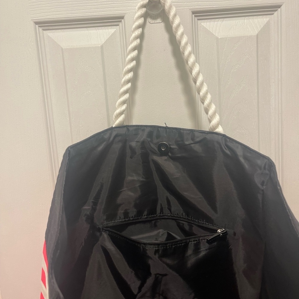 Victoria's Secret Black and Pink Striped Tote - Picture 6 of 6